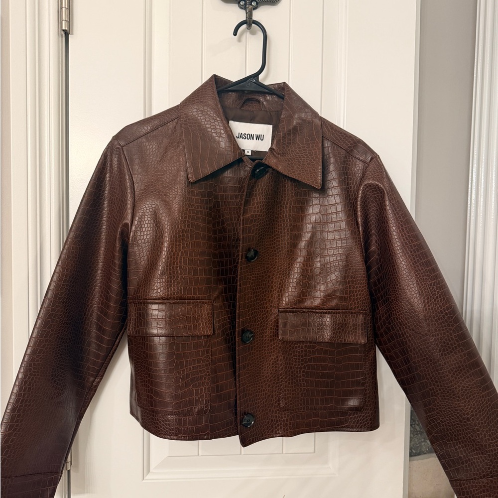 Jason Wu Chocolate Croc-Embossed Jacket